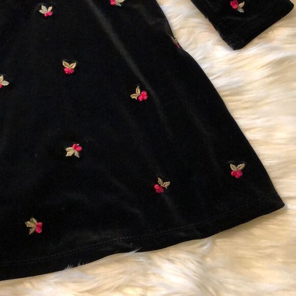 Circo Black Velvet Dress Embroidered Roses 12M - Picture 6 of 16